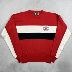 Vintage Tyrolia Sweater Mens Large Red Wool Acrylic Colorblock Ski Winter READ